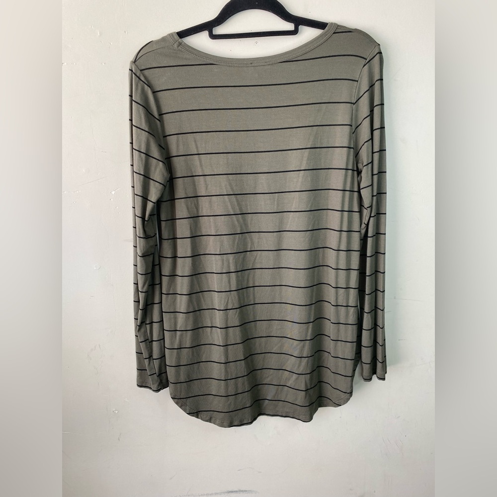 Peyton Jensen Soft Striped Long Sleeve Tunic Top Medium Made in USA Modal Blend - Picture 3 of 6
